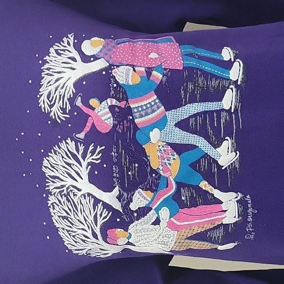 Jerzees Sweaters - Vintage 1992 Jerzees Sweatshirt Christmas Sweater Purple Pullover  Women's L Y2K